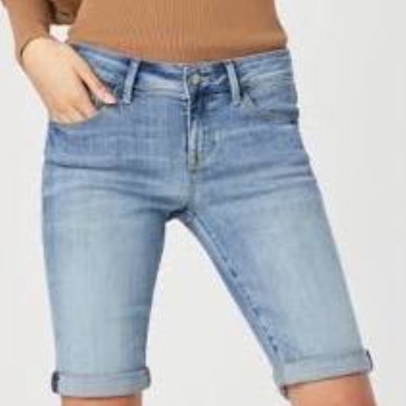 MAVI🌺ALMA Distressed Light Denim Bermuda Shorts Size 26 - Picture 2 of 12